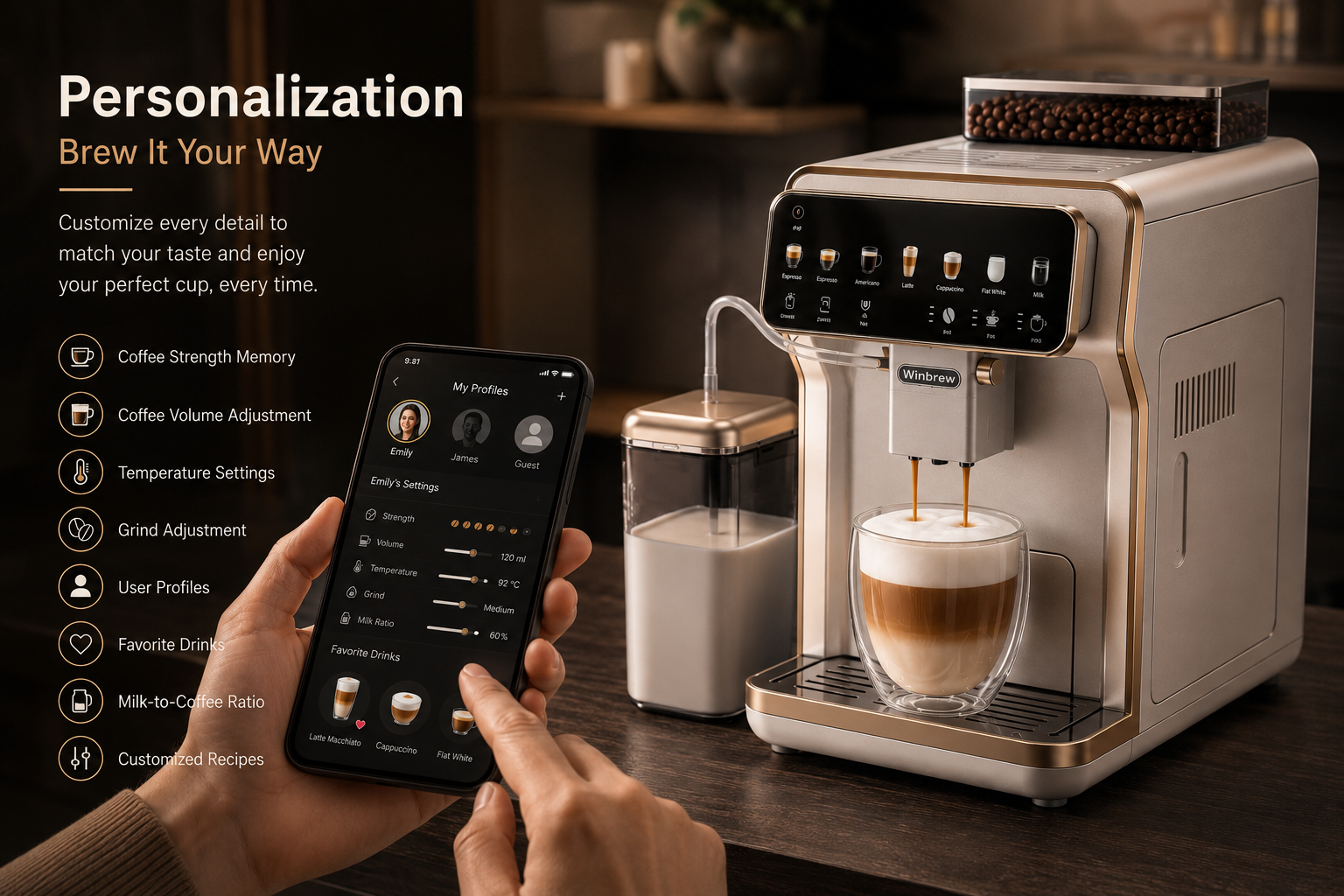 personalization features fully automatic coffee machine